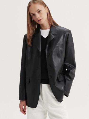 Faux Leather Semi-Overfit Minimal Jacket [Black] - EAAH - Modalova