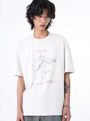 Dokdo Digital Print Half Sleeve T-shirt - AREUBAN - Modalova