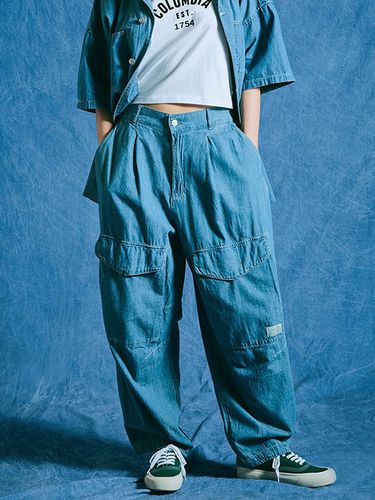 SL Label Denim Wide Fit Balloon Pants_Light Denim - Columbia University - Modalova