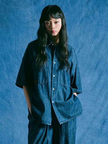 SL Label Big Pocket Denim Shirt_Midnight Denim - Columbia University - Modalova