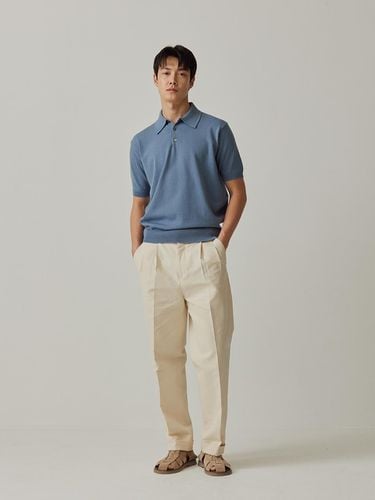 Essential Short Sleeve Polo Knit Top_Marine Blue - Bellief - Modalova