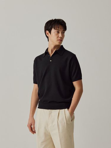 Essential Short Sleeve Polo Knit Top_Black - Bellief - Modalova