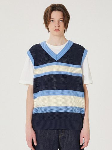 V Neck Stripe Knit Vest_Navy - MARKM - Modalova