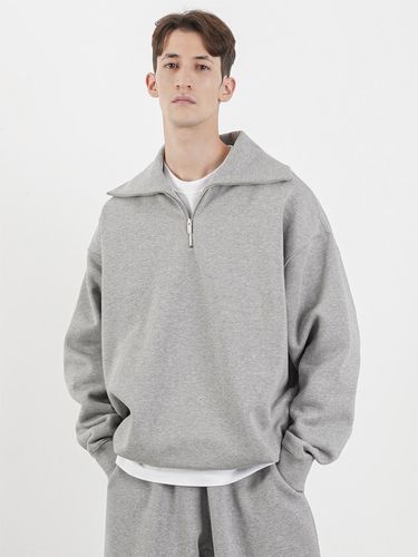 High Neck Zip Up Sweatshirt_Grey - LIEU HOMME - Modalova