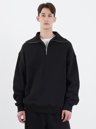 High Neck Zip Up Sweatshirt_Black - LIEU HOMME - Modalova