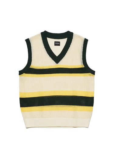 V Neck Stripe Knit Vest - MARKM - Modalova