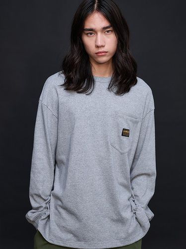 M Label Pocket Long Sleeve T-shirt_Medium Gray - Columbia University - Modalova