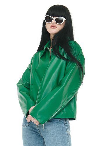 Single Leather Jacket _ Green - C Wear by the Genius - Modalova