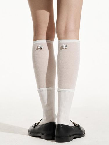 Sheer Layered Knee Socks _ White - COQUET - Modalova