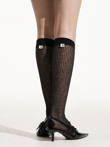 Sequin Sheer Knee Socks _ Black - COQUET - Modalova