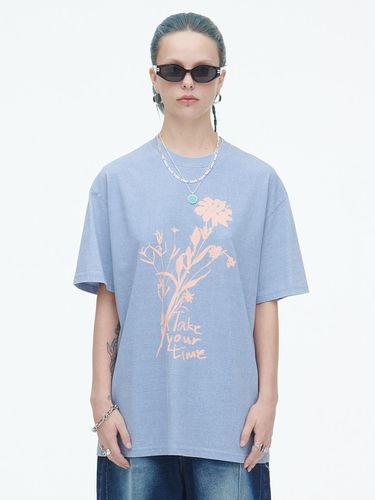 Wildflower Pigment Half Sleeve T-shirt_Sky Blue - SSERPE - Modalova