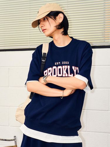 Brooklyn Mini Terry Short-Sleeve Sweatshirt Navy - GENERAL IDEA - Modalova