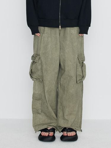 Washing Cotton Cargo Banding Pants_Vintage Khaki - SSERPE - Modalova