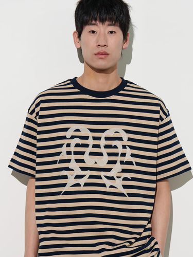 Opacity M Logo Stripe T-shirt_Beige - CAMELWORK - Modalova