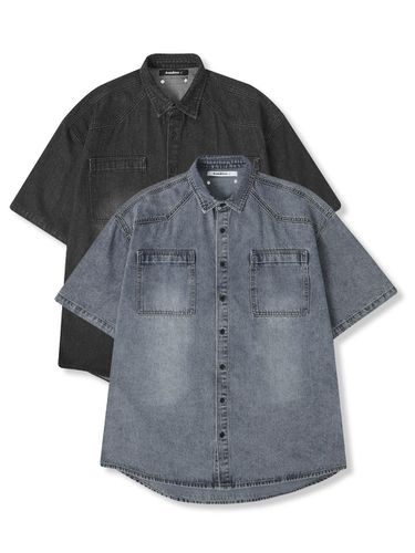 Western Short-sleeve Denim Shirt- 2COL - AVANDRESS - Modalova