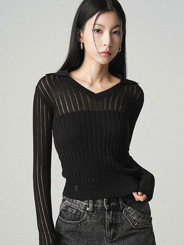 See-through V-neck Collar Knit () - AVANDRESS - Modalova