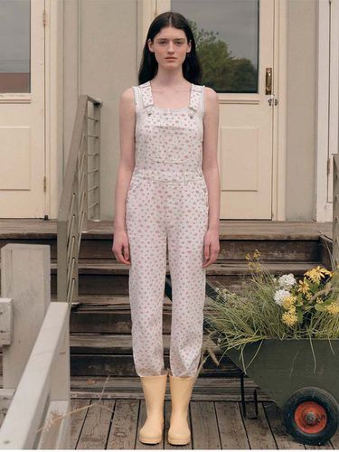 Flower Denim Overall Pants - White - ROLAROLA - Modalova