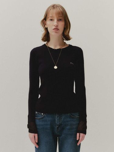 Color Layered Round Neck Knit Top_Navy - PLAC - Modalova