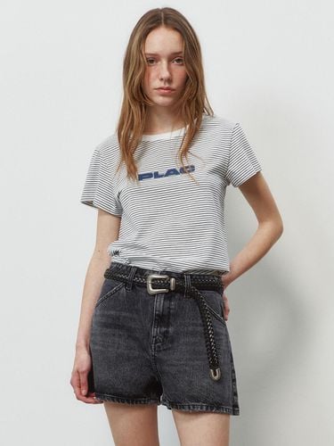 Stripe Logo Crop T-shirt_White - PLAC - Modalova