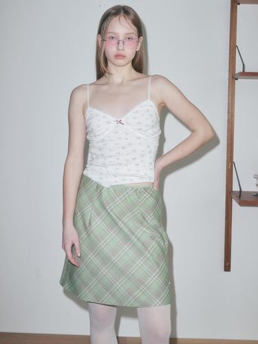 Soft Check Skirt_Green - FUNFROMFUN - Modalova