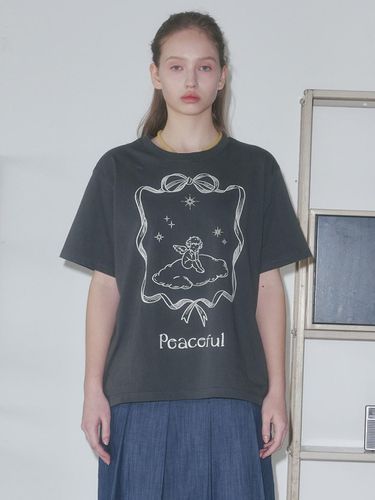 Peaceful Half Sleeve T-shirt_Charcoal - FUNFROMFUN - Modalova