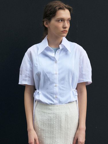 Ribbon String Half Shirt - White - Et demain - Modalova