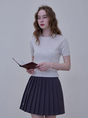 Darin Cashmere Cable Knit Top_Melange Gray - HAINT - Modalova