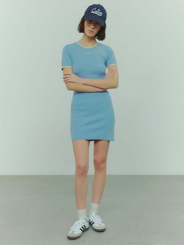 Ribbed Knit Mini Dress_Light Blue - PLAC - Modalova