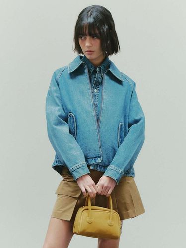 Raglan Sleeve Denim Jacket_Mid Blue - PLAC - Modalova