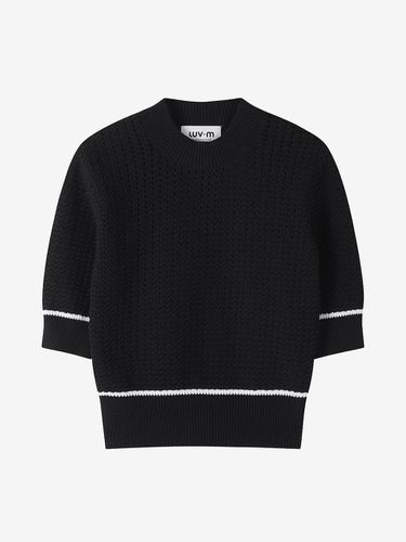 Wave Texture Mock Neck Round Knit Pullover - LUV.M - Modalova