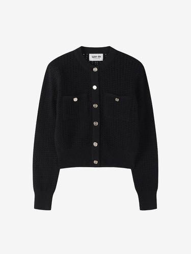 Wave Texture Round Neck Out Pocket Cardigan - LUV.M - Modalova