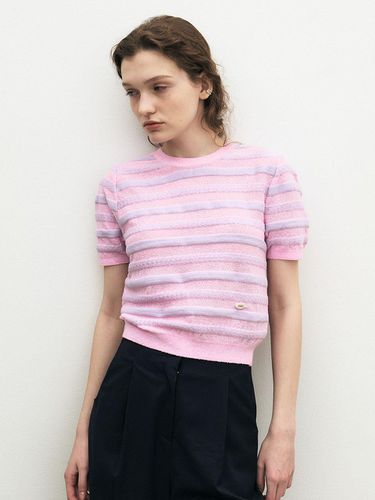 Double Stripe Half Sleeve Crop Knit - Et demain - Modalova