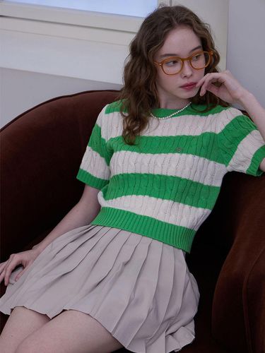 Cindy Stripe Knit Top_Green - HAINT - Modalova