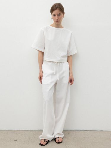 Seersucker Wide String Pants_White - RRACE - Modalova