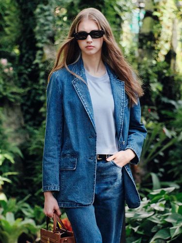 Tailored Washed Denim Jacket - LUV.M - Modalova