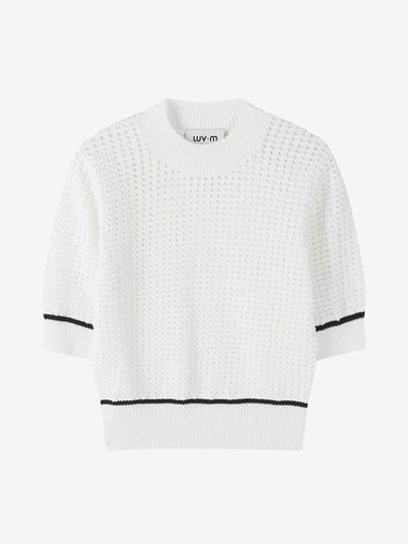 Wave Texture Mock Neck Round Knit Pullover - LUV.M - Modalova