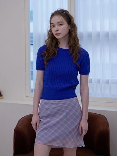 Darin Cashmere Cable Knit Top_Blue - HAINT - Modalova