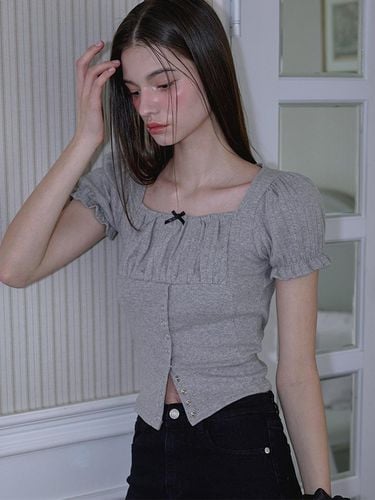 Puff Shirring Ribbon T-shirt_Gray - Rosefrantz - Modalova