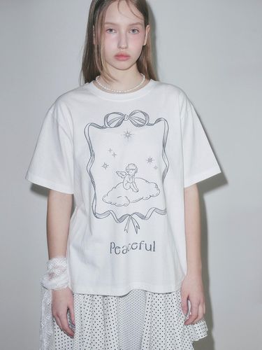 Peaceful Half Sleeve T-shirt_White - FUNFROMFUN - Modalova