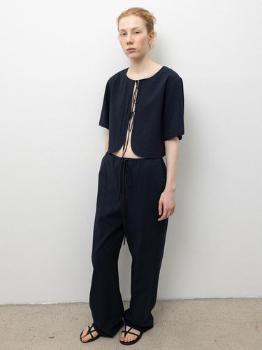 Seersucker Wide String Pants_Navy - RRACE - Modalova