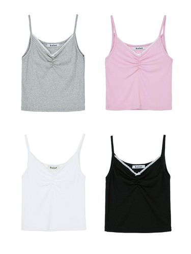 Nari Ribbon Shirring Sleeveless Top (4 Color) - HAINT - Modalova