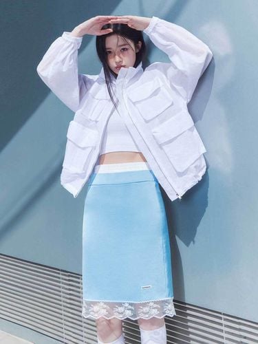 Satin Midi Skirt_Sky Blue - YUTHENTIC - Modalova