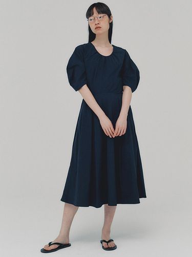 Lantern Sleeve Dress_Dark Navy - ahwe - Modalova