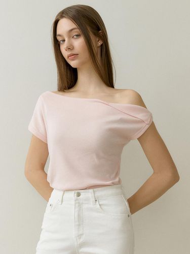 Draw One-shoulder Drop T-shirt_Baby Pink - REORG - Modalova