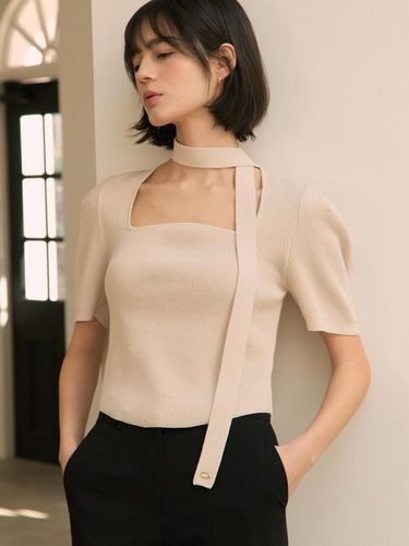 Tie Detail Square Neck Pullover - on&on - Modalova