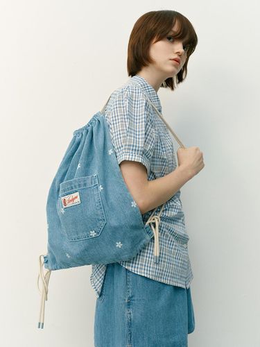 Sunshine Vintage Label Denim String Bag_Mid Blue - AND YOU - Modalova