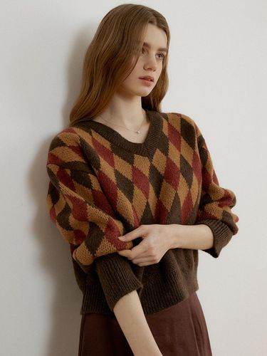 At Classic Argyle Knit_Brown - REORG - Modalova