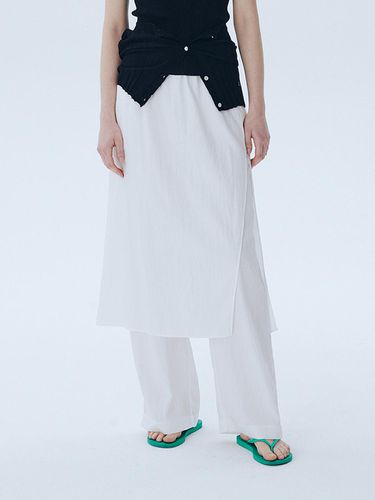 Layered Skirt Pants_White - ahwe - Modalova