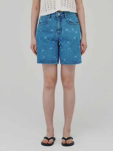 Laser Printed Denim Shorts_Blue - ahwe - Modalova