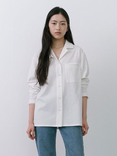 Curved Collar Stripe Shirts - White - REMPLACEMENT - Modalova